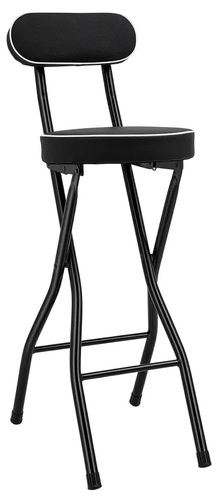 Chaise haute pliante rembourrée 88x26x40 cm - Siège repas noir compact