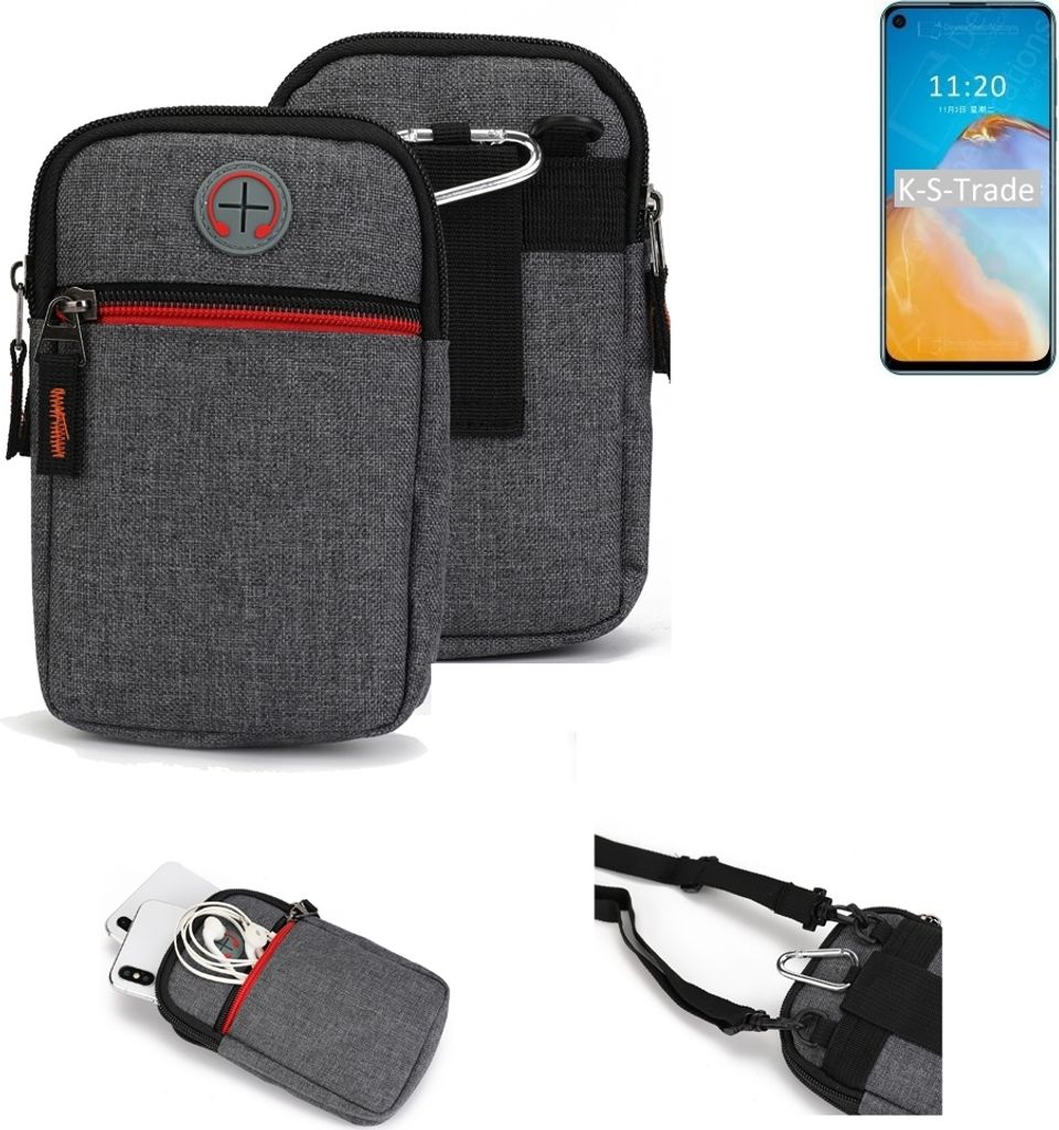K-S-Trade Holster Gürteltasche kompatibel mit Coolpad Cool S Handy Tasche Schutz Hülle grau Zusatzfächer 1x