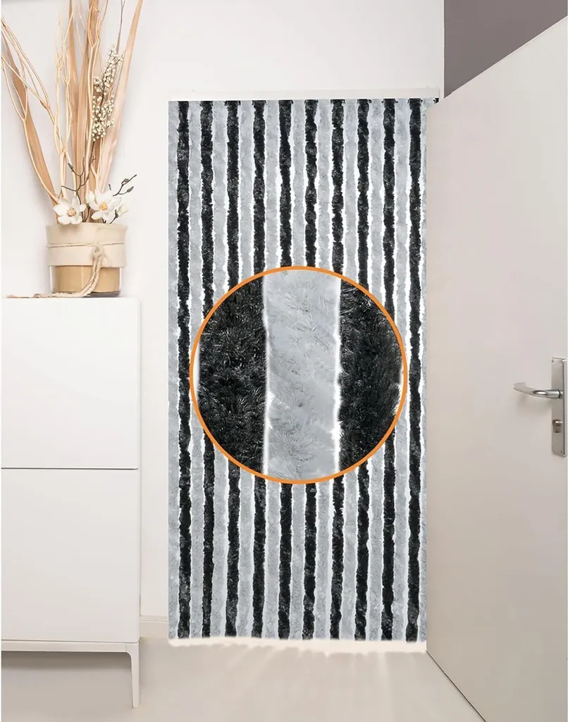 Rideau anti-insectes moelleux 100x200cm haute densité coloris noir gris