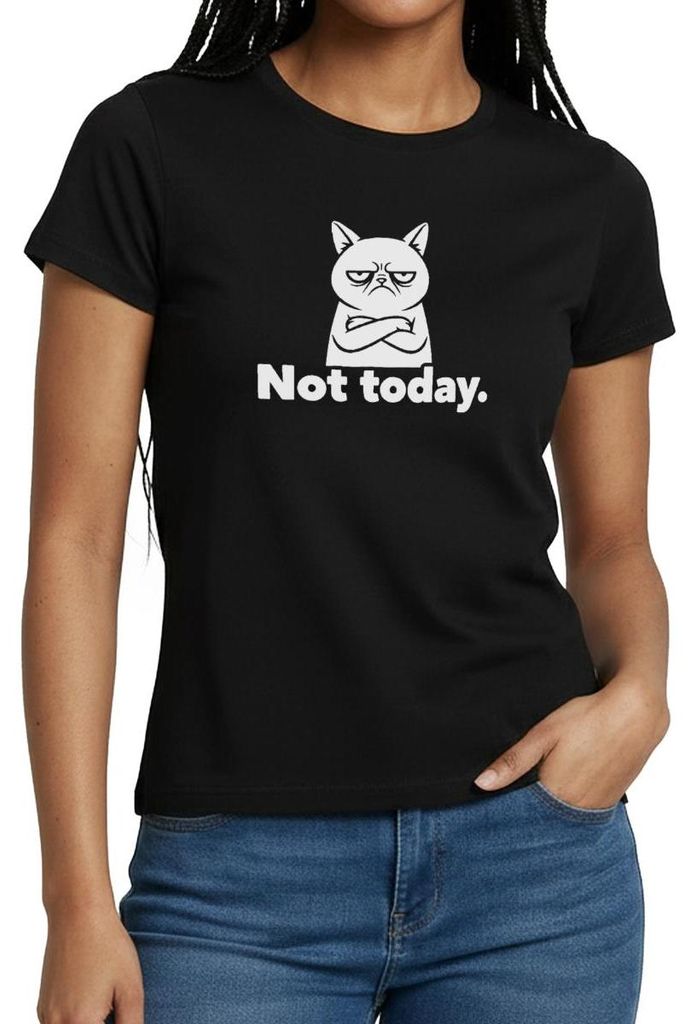 Spreadshirt Not Today | Genervte Katze Frauen T-Shirt, XL, Schwarz