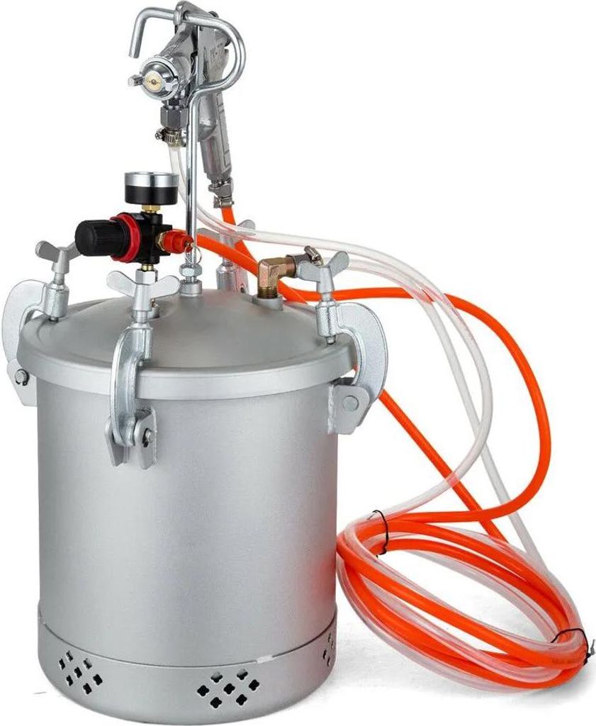 Lackier-Drucktopf Set - Druckbehälter mit Spritzpistole - 8,3 L Volumen - Schwerlast-Ausführung - Für Wände, Autos, Industrie - Druckluft