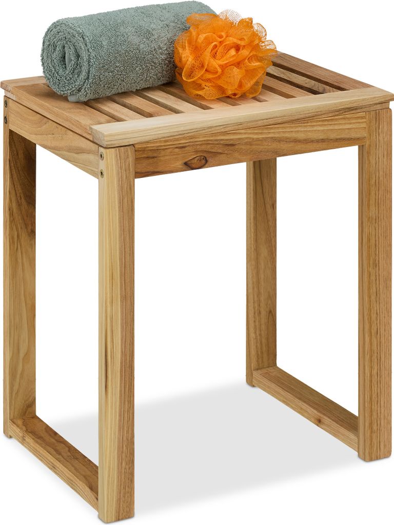 Pouf Relaxdays in legno, A x L x P: 46 x 40 x 30 cm, fino a Immagine del prodotto 