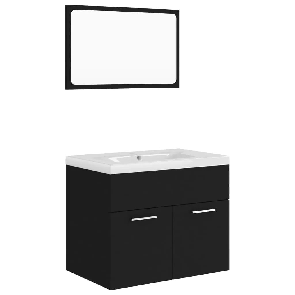 vidaXL Set di mobili da bagno in legno nero