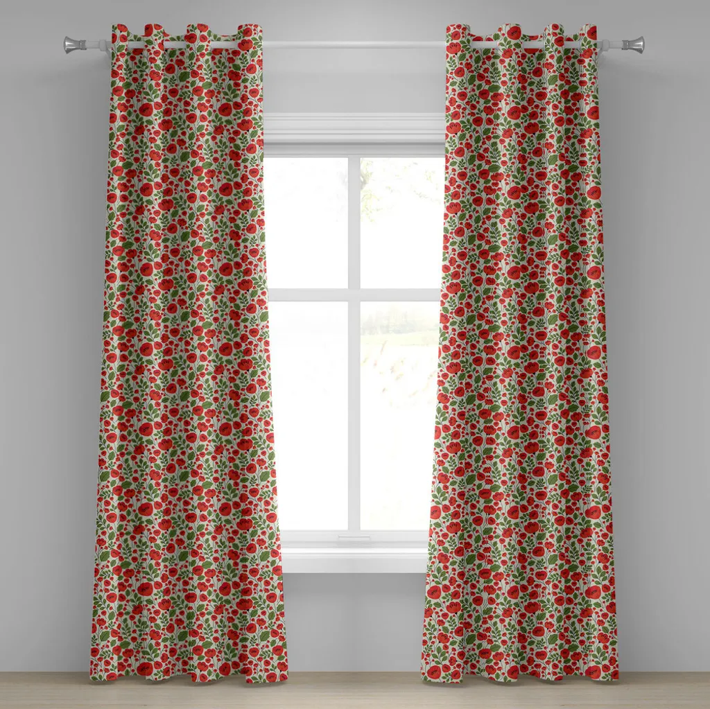 ABAKUHAUS Tende 2 Pannelli 280x225cm Floreali - Stile Retrò Beige