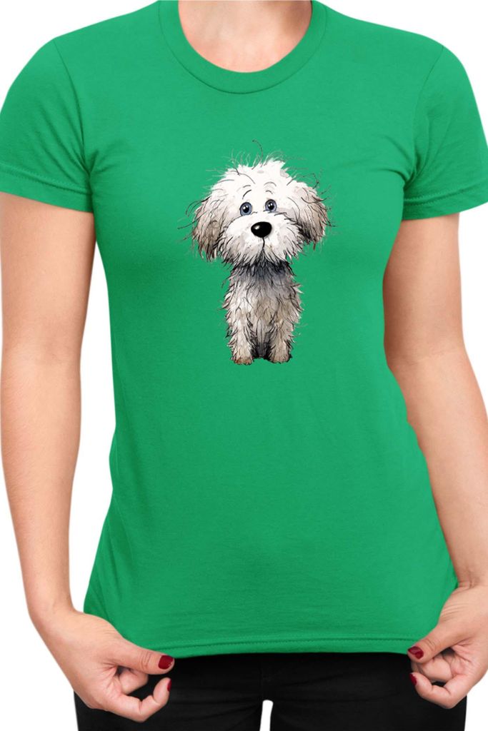 Damen T-Shirt Funny Dogs Breeds Bichon Frise Dog Breed, Lady XL / Grün