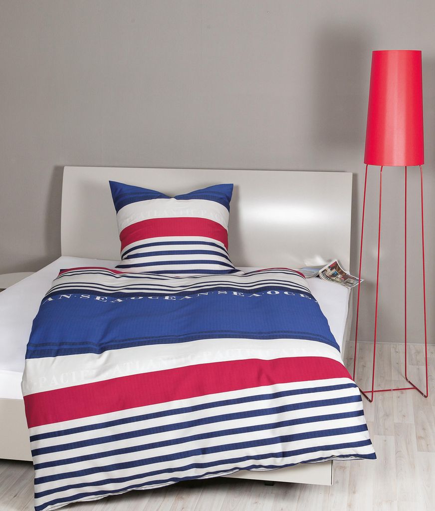 Janine Design Mako-Satin Bettwäsche-Garnitur moments 98102 Farbe rot marine Größe 155x220+80x80 cm