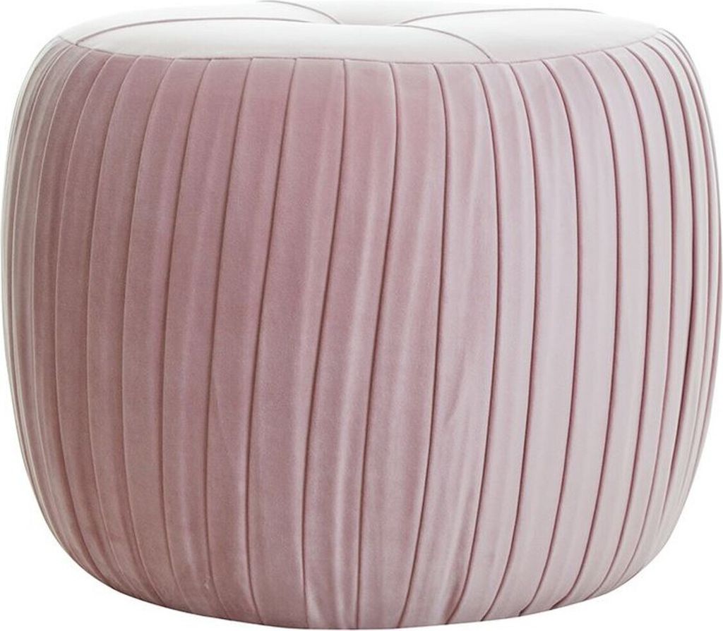 Casa Padrino Luxus Sitzhocker mit Falten H43 x 53 cm - Luxus Qualität - ALLE FARBEN - Neo Classic Vintage Style Rund Hocker - Möbel