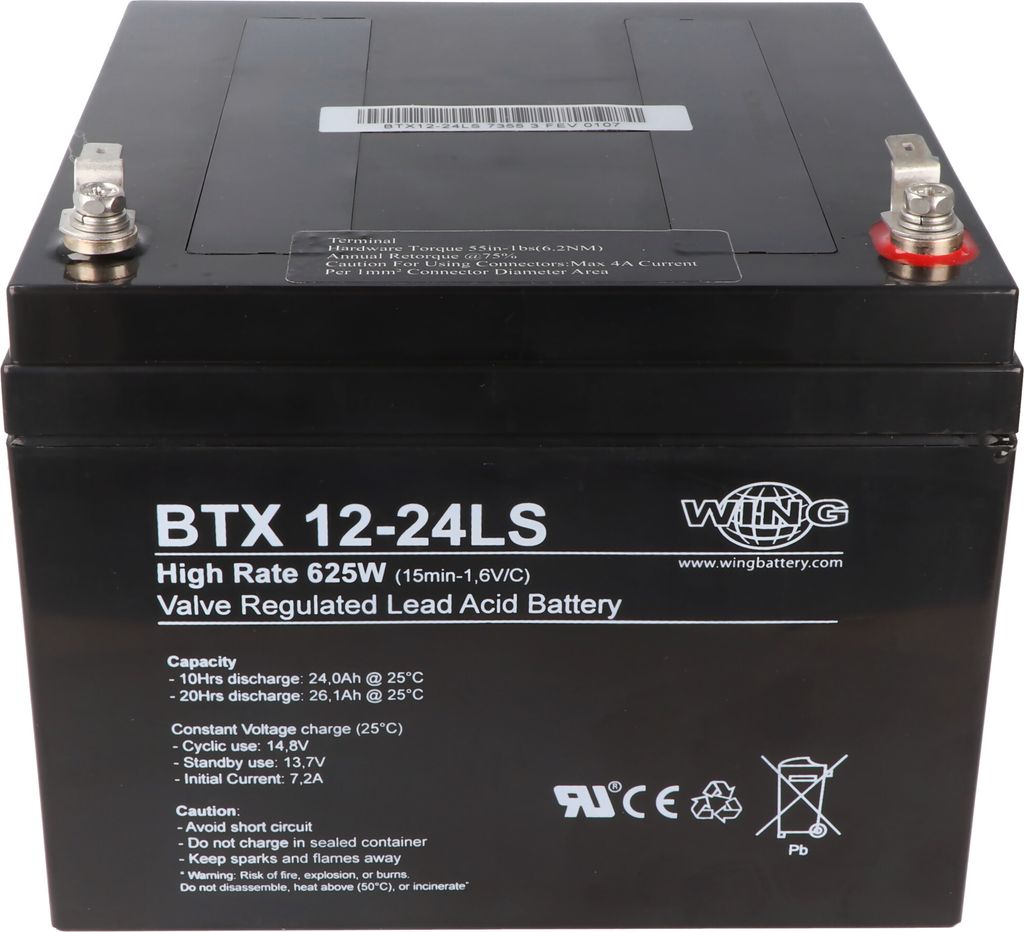 Wing BTX12-24LS 12V 24Ah high rate hochstromfähig Bleiakku AGM Blei Gel Akku