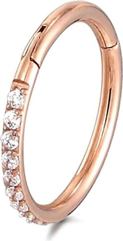 Karisma Titan Roségold G23 Hinged Segmentring Charnier/Conch Clicker Ring Piercing Ohrring Zirkonia Stärke 1,2mm - 10mm