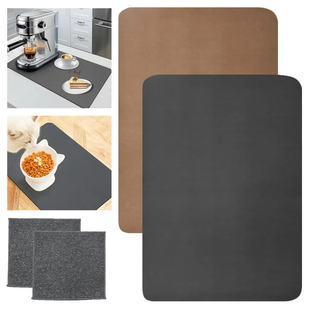 Tapis de cuisine absorbant pour machine à café, set de 2 en diatomite souple