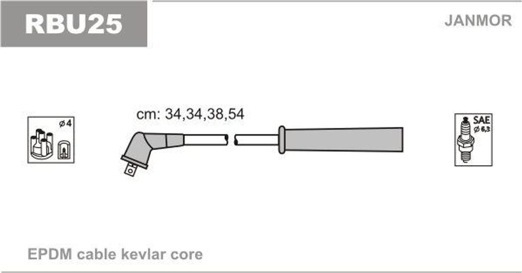 JANMOR RBU25 Zündkabelsatz OE 7700273826 kompatibel mit Megane, Kangoo, Clio