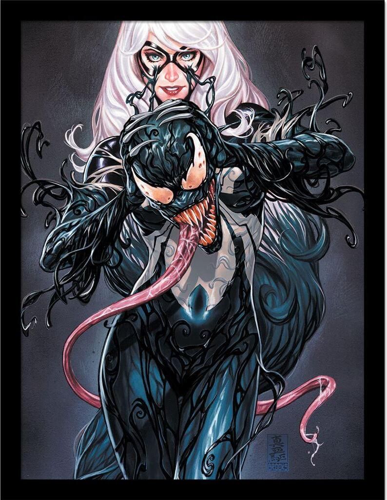 Marvel - Gerahmtes Poster "Venom Black Cat Vol 1" PM9117 (40 cm x 30 cm) (Grau/Schwarz)