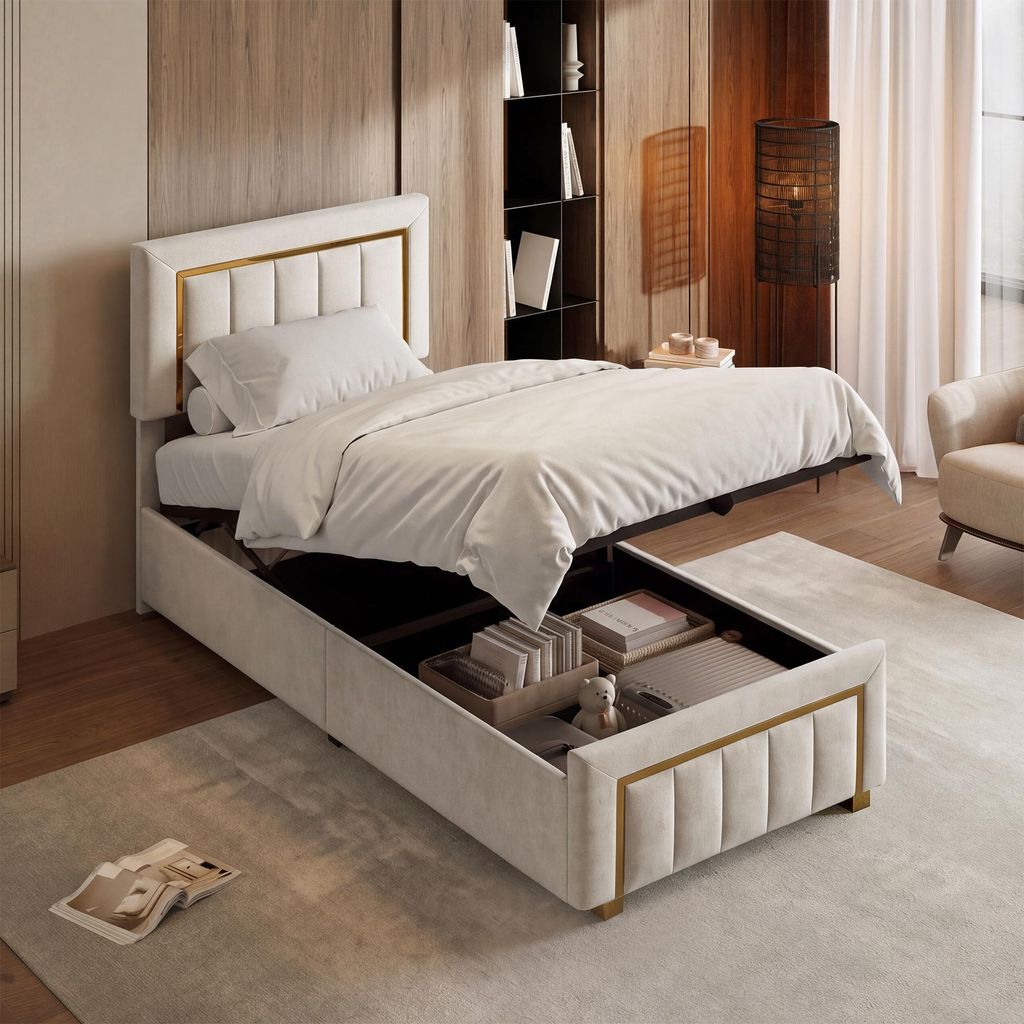 SUNFECILI Polsterbett 90x200 cm,Boxspringbett 90x200,mit Produktbild 