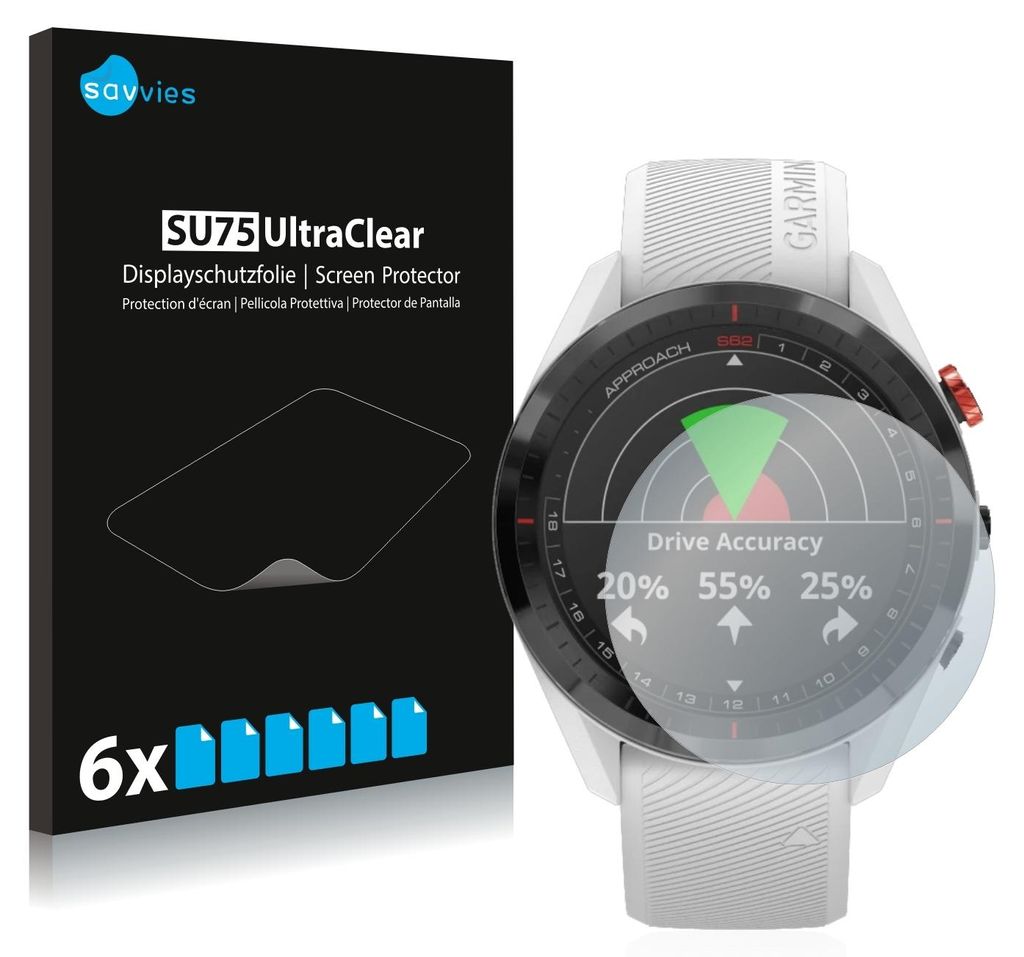 6x Für Garmin Approach S62 Schutzfolie Savvies Produktbild 