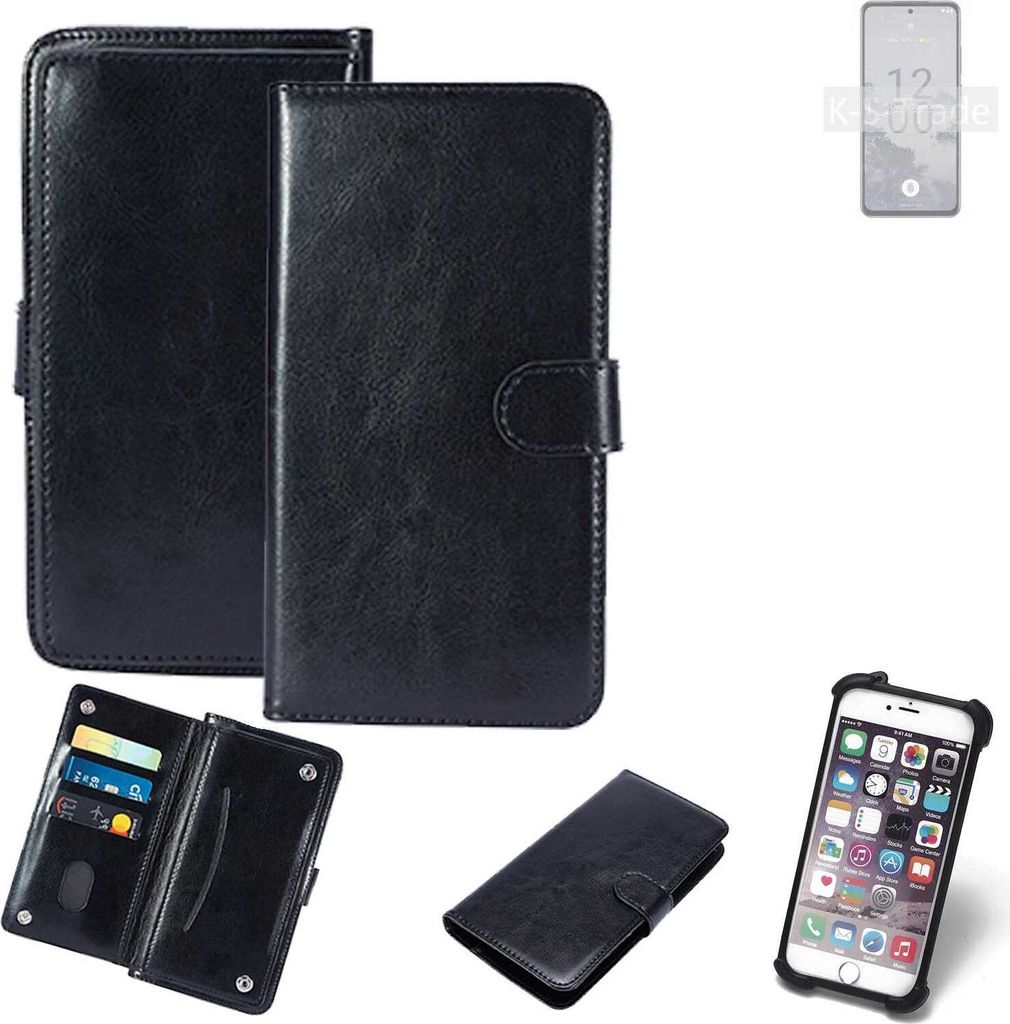 K-S-Trade 360° Hülle kompatibel mit Nokia X30 5G schwarz Kunstleder Case BookCase WalletCase Kunstlederederhülle Handyhülle, Rundumschutz Bumper