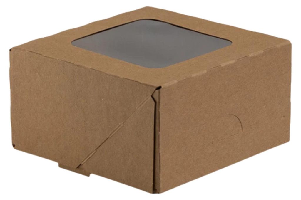 KAPAK 10er Keksbox Braun mit Sichtfenster 13x13x7 cm