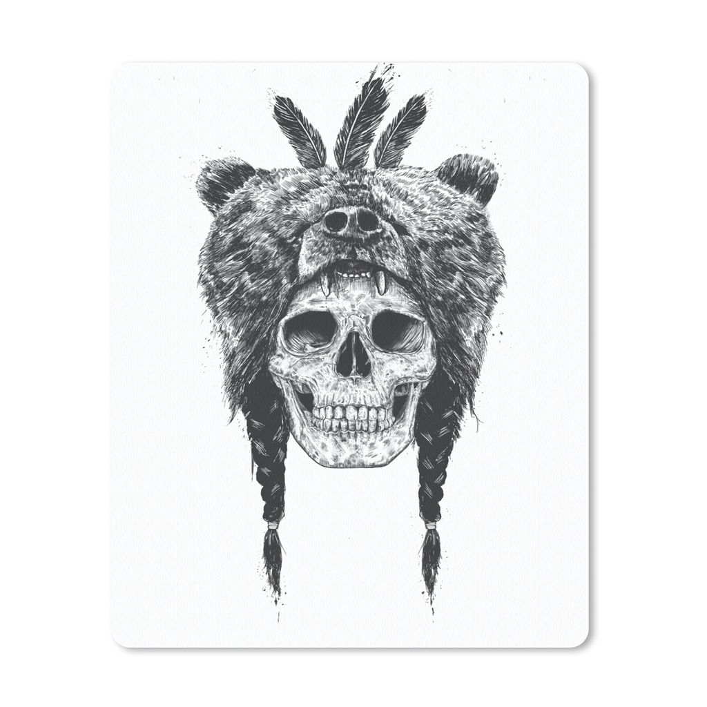 MuchoWow Mauspad Mousepad Schädel - Indianer - Bär - Federn - Schädel 30x40 cm - Mousepads - Maus Mat - Pad - Mausunterlage - Mausmatten