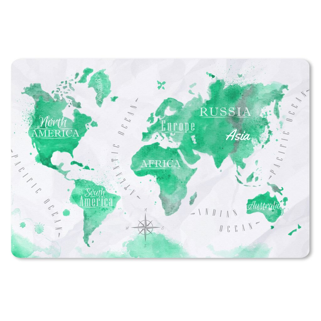 MuchoWow Mauspad Mousepad Weltkarte - Ölfarbe - Grün 27x18 cm - Mousepads - Maus Mat - Pad - Mausunterlage - Büroartikel - Desk Matten
