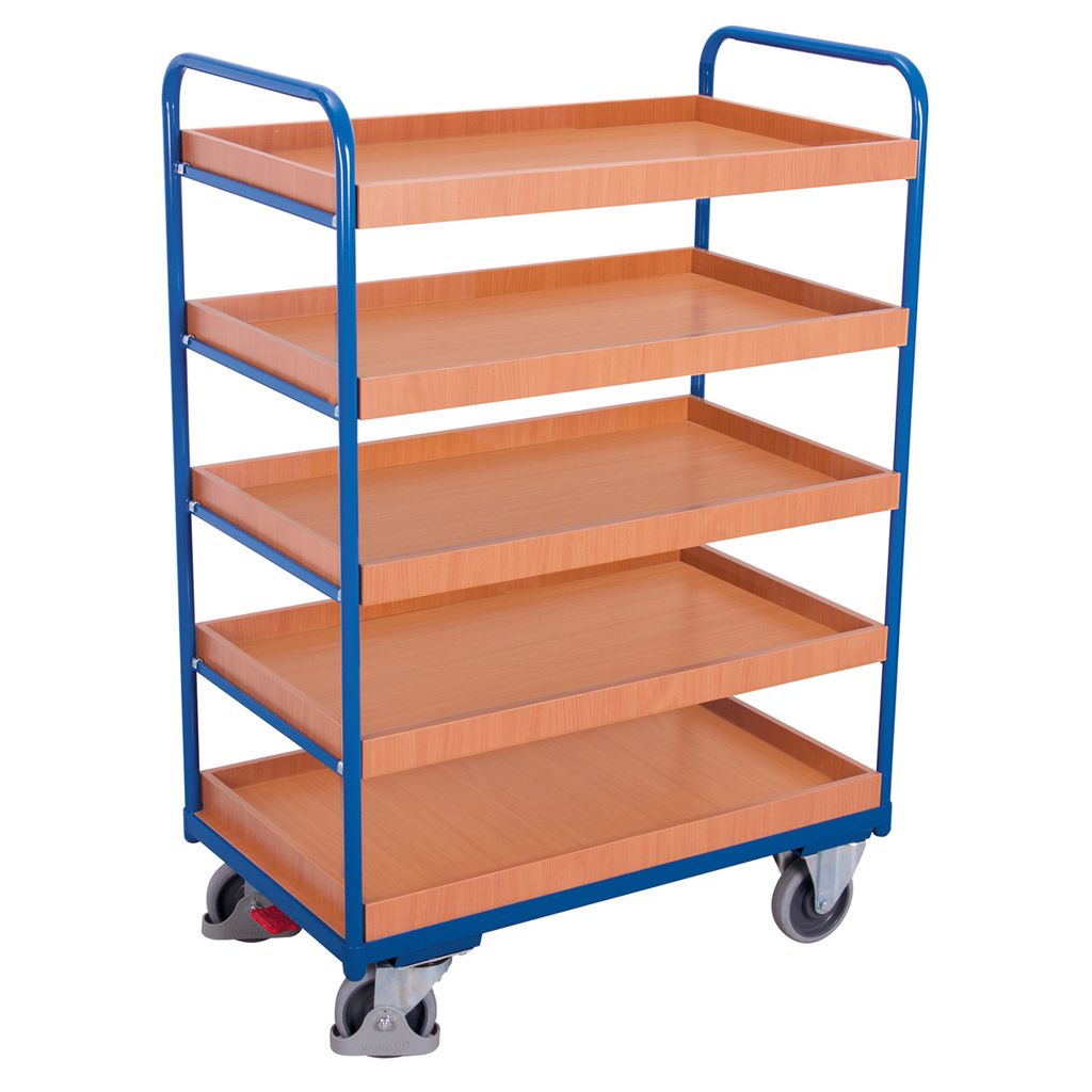 VARIOfit Etagenwagen, hoch mit 5 Ladeflächen, umrandet 965x555mm Anthrazitgrau RAL 7016