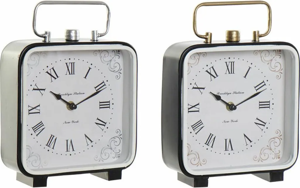 Horloge de table DKD Home Decor 19x27 cm en fer et verre bleu - Lot de 2