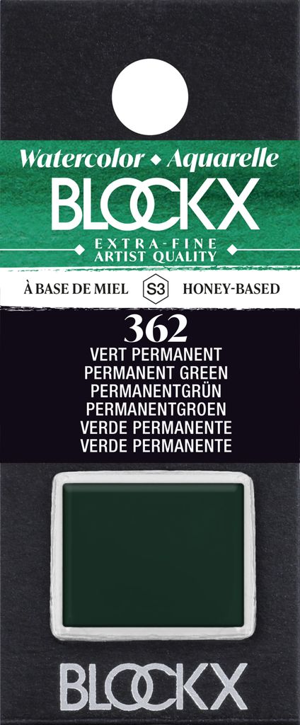Blockx 3x Aquarellfarbe, Permanentgrün 1/2 Näpfchen 1,5ml Produktbild 