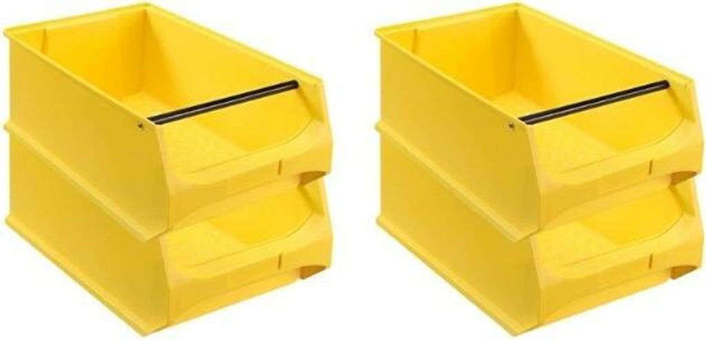 SuperSparSet 4x Gelbe Sichtlagerbox 5.1 mit Griffstange | HxBxT 20x30x50cm | 21,8 Liter | Sichtlagerbehälter, Sichtlagerkasten, Sichtlagerkastenso...