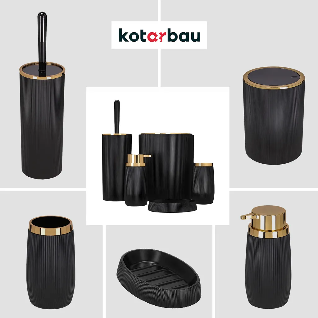 KOTARBAU Set d'accessoires de salle de bain 5 pièces noir et or chic