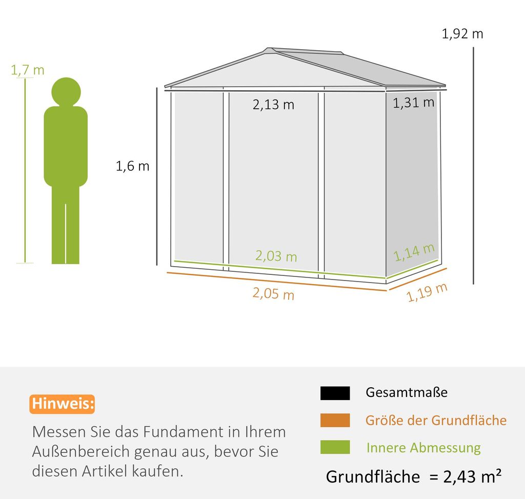 Outsunny Abri de jardin en acier galvanisé 2,43㎡ Image du produit 