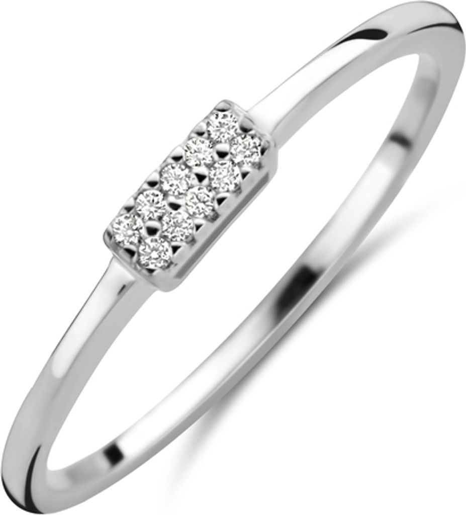 Neu Bling 9NB-0705-50 Silberring - Damen - Zirkoniasteine - Rechteck - 6 x 2,5 mm - Größe 50 - Rhodium - Silber