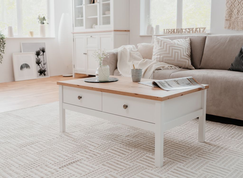 Finori Couchtisch Bergen 56A Weiß und Handwerkliche Eiche Produktbild 6