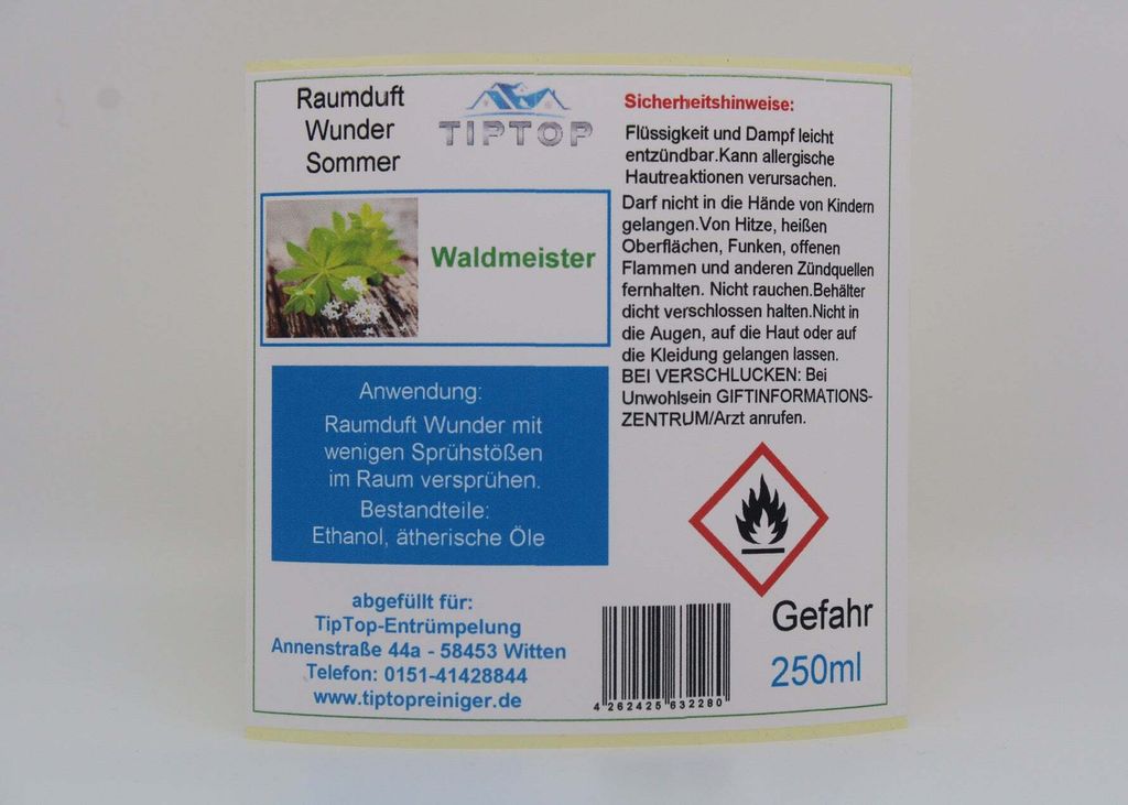 Raumduft-Wunder -250 ml - Sommer - mehrere Duftnoten zur Auswahl – Waldmeister