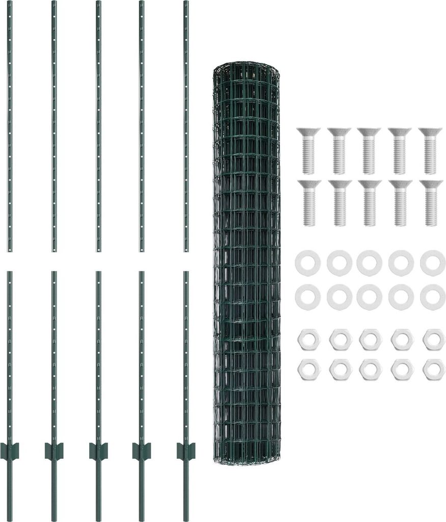 Möbel Gartenzaun Set Set von 2 Grün Metall 10 x 1,5 m Langlebig - Zaunzubehör 3336045