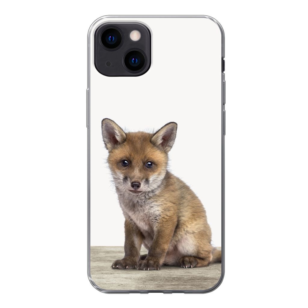 MuchoWow Handyhülle Schutzhülle Hülle für iPhone 13 Fuchs - Baby-Fuchs - Kinder - Mädchen - Jungen Silikon Softcase Handy Hülle - Karteninh...