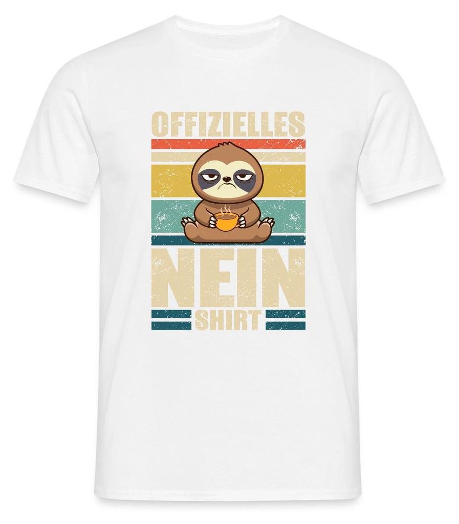 Spreadshirt Offizielles Nein Shirt | Faultier Humor Männer T-Shirt, L, Weiß