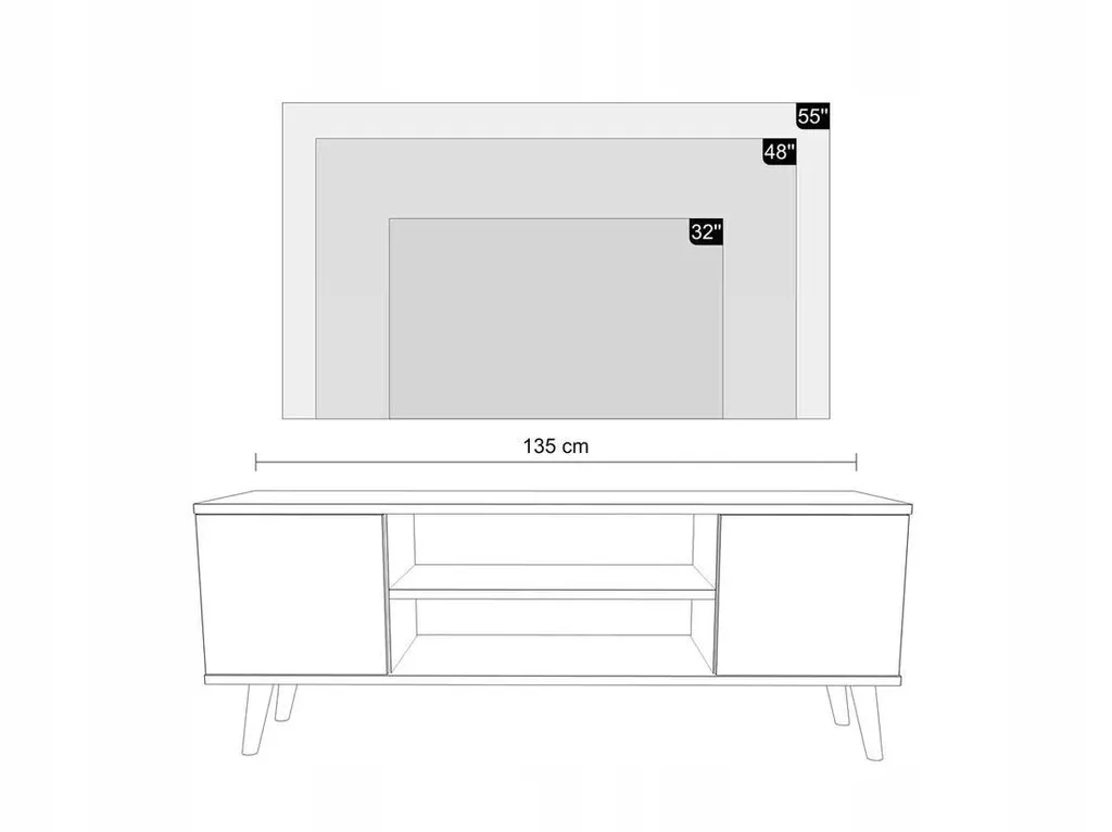Banc TV beige 137cm pour salon - Meuble de rangement multimédia