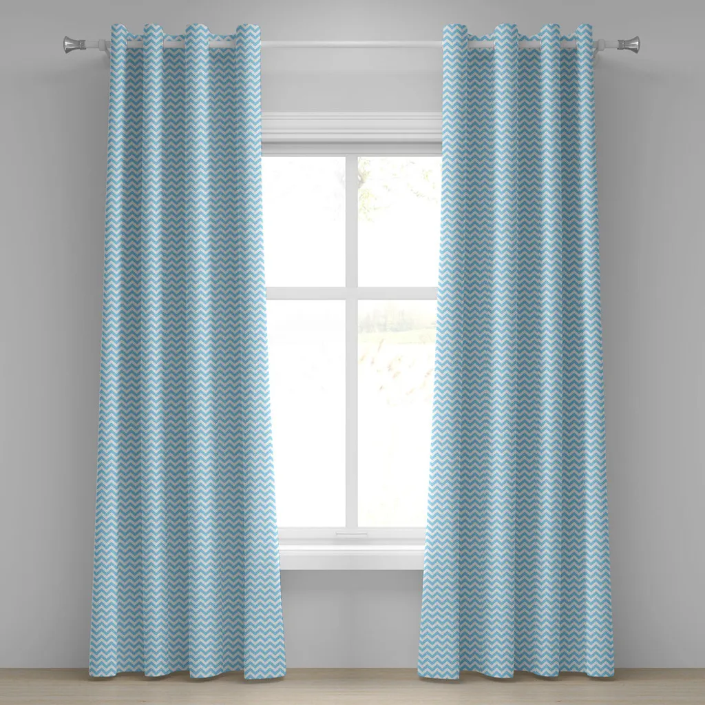 Rideau décoratif zigzag bleu ciel 280x245 cm en tissu haute qualité