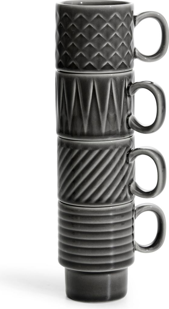 Sagaform Coffe Espressotassen, 4-tlg., grau, Keramik, 0,1 l
