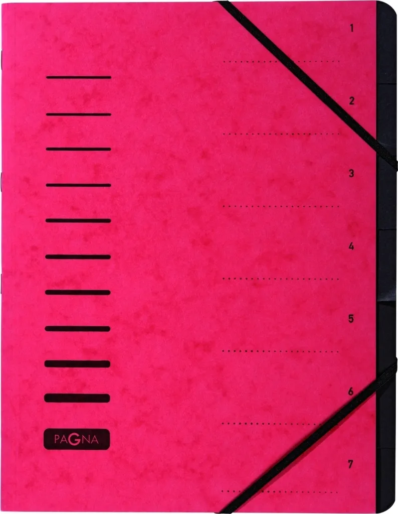 PAGNA Classeur 7 compartiments 1-7 rouge lot de 5 pour tri de bureau