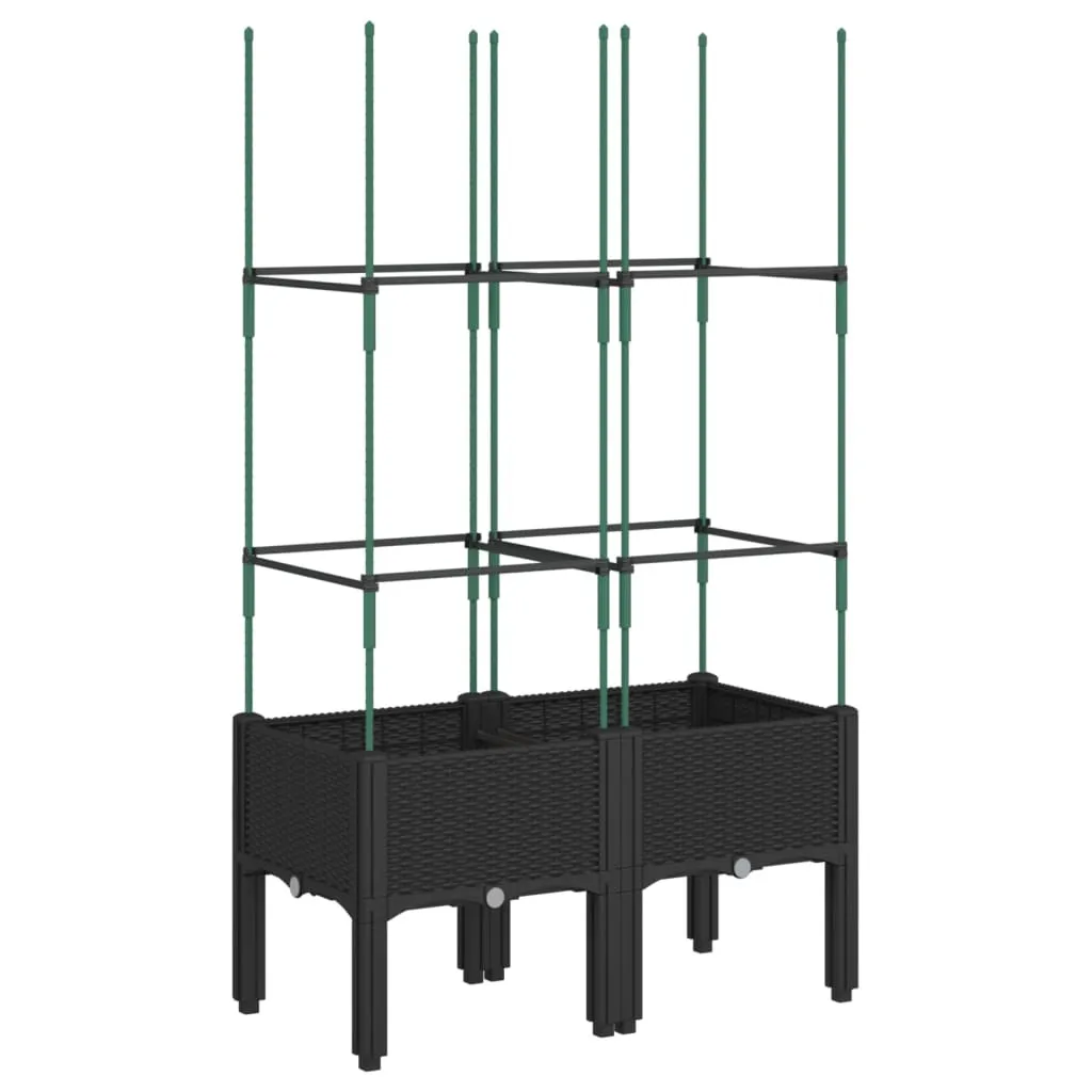 Jardinière avec treillis vertical noir 80x40x142,5 cm pour extérieur