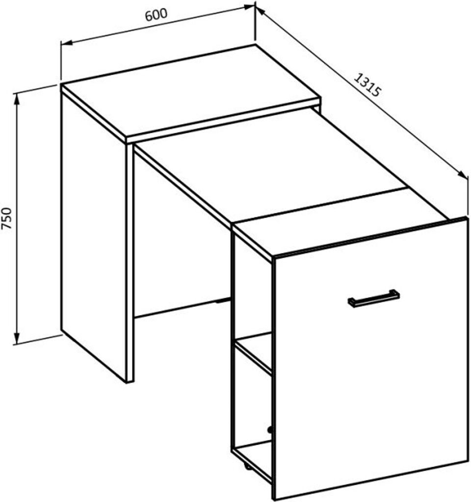 Helvetia "Smart" Ausziehbarer Schreibtisch 41-132cm Weiß Produktbild 4
