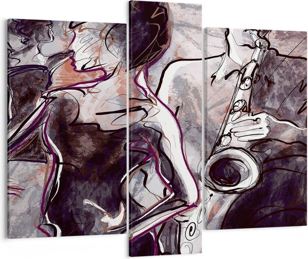Bild auf Leinwand - Leinwandbild - Jazz Musik Musiker - 95x80cm - Wand Bild - Wanddeko - Wandbilder - Leinwanddruck - Bilder - Kunstdruck - Wanddek...
