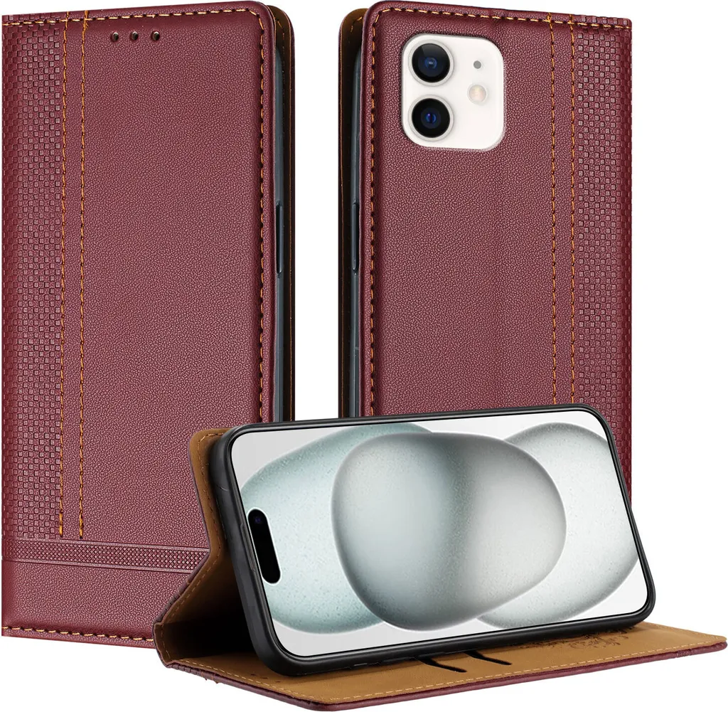 Cover Stand iPhone 12 Mini Rosso Scuro | Pelle e Protezione
