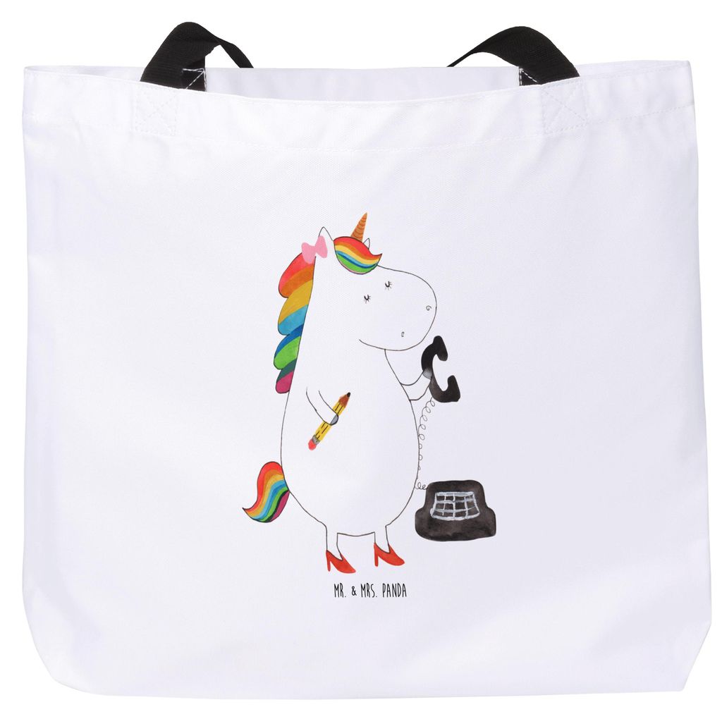 Mr. & Mrs. Panda Strandtasche Einhorn Sekretärin - Weiß - Geschenk, Tote Bag, Unicorn, Steuerkanzlei, Büchertasche, Büro, Schultasche, Tasche, ...