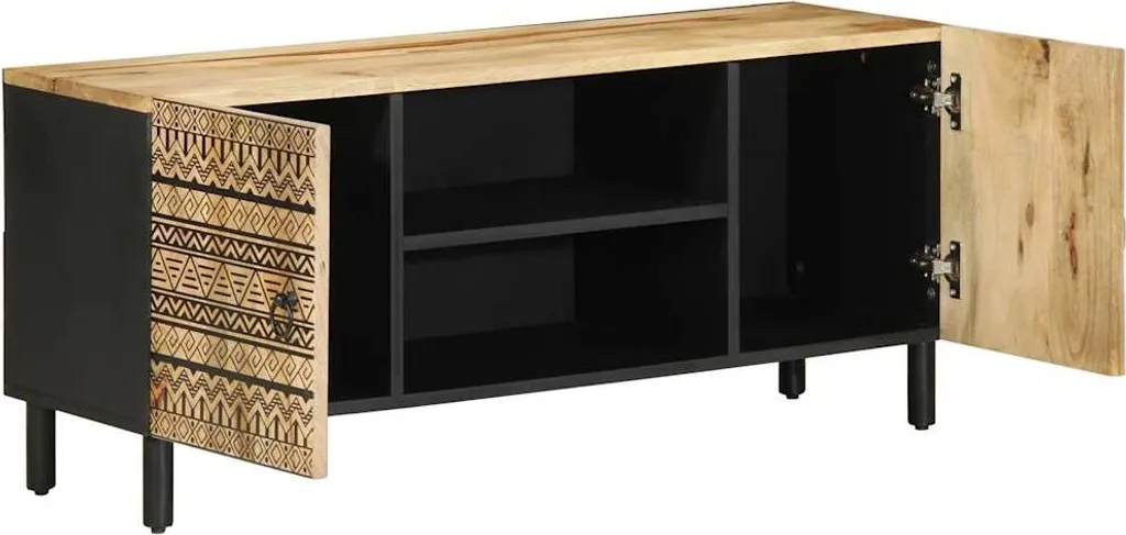 Mobile Basso TV vidaXL Nero 105x33,5x46 cm Legno Mango Massiccio