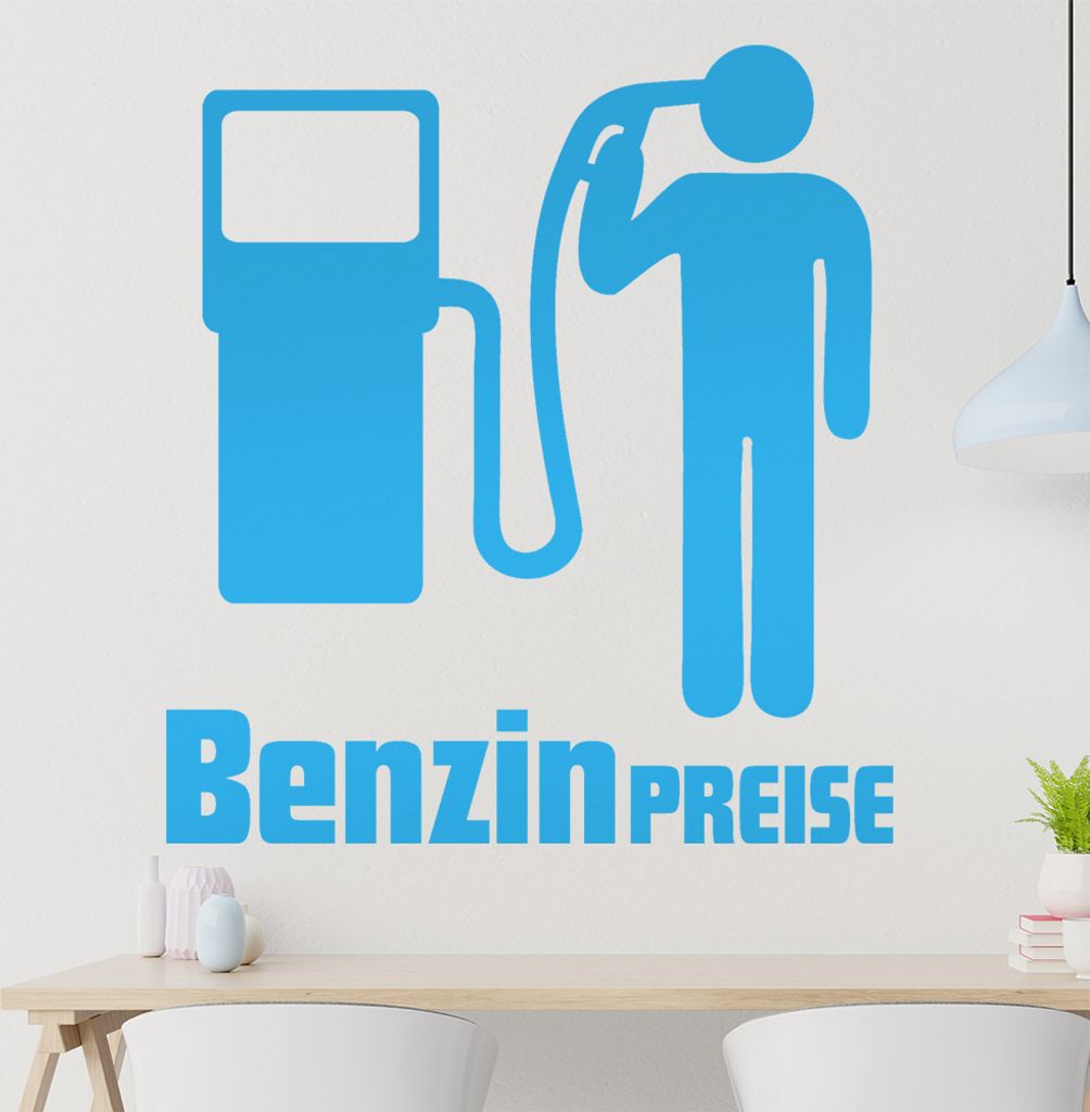 Benzin Preise Wandtattoo in 6 Größen - Wandaufkleber Wall Sticker - Dekoration, Küche, Wohnzimmer, Schlafzimmer, Badezimmer
