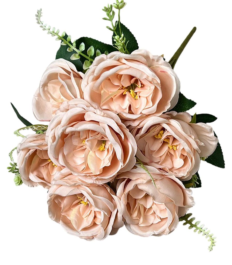 Künstlicher Rosenstrauß mit 7 Köpfen, realistische Kunstblumen, Tischdekoration für Zuhause, Büro, Hochzeit, Party, drinnen und draußen