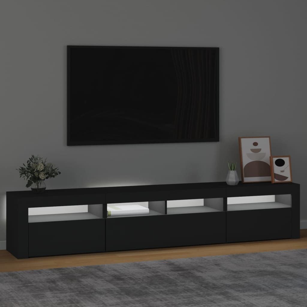 vidaXL TV-Schrank mit LED-Leuchten Schwarz 210x35x40 cm