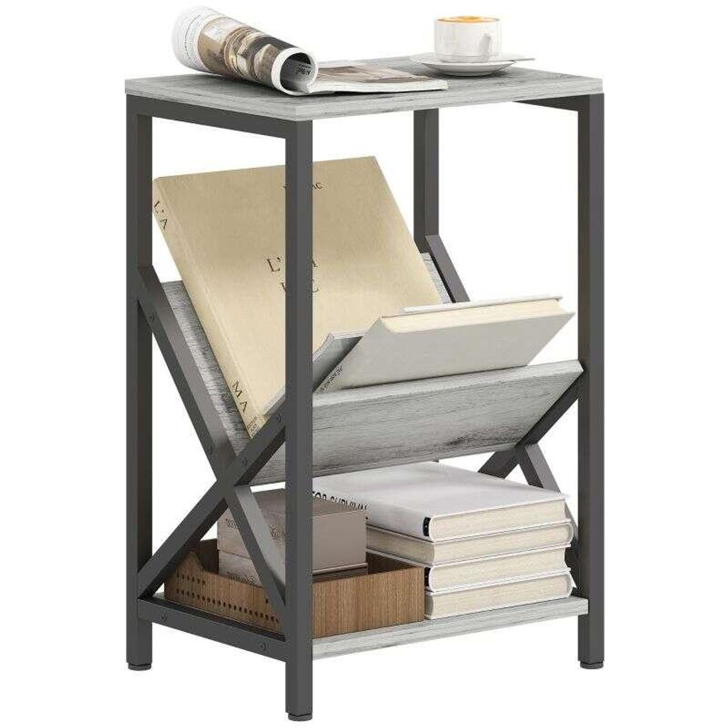 Beistelltisch – V-förmiger Zeitschriftenständer – Schmaler Beistelltisch – Dreistufiger Eck-Ablagetisch – Nachttisch – 40 x 30 x 61 cm ...