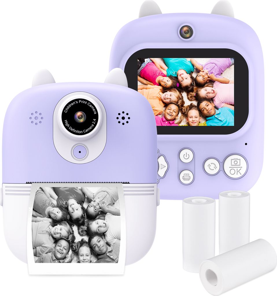Andoer 3-in-1-Multifunktions-Sofortbildkamera Kinder-Sofortbildkamera 2,4-Zoll-IPS-Bildschirm Doppelobjektive 12 MP 32 GB erweiterter Speicher mit ...