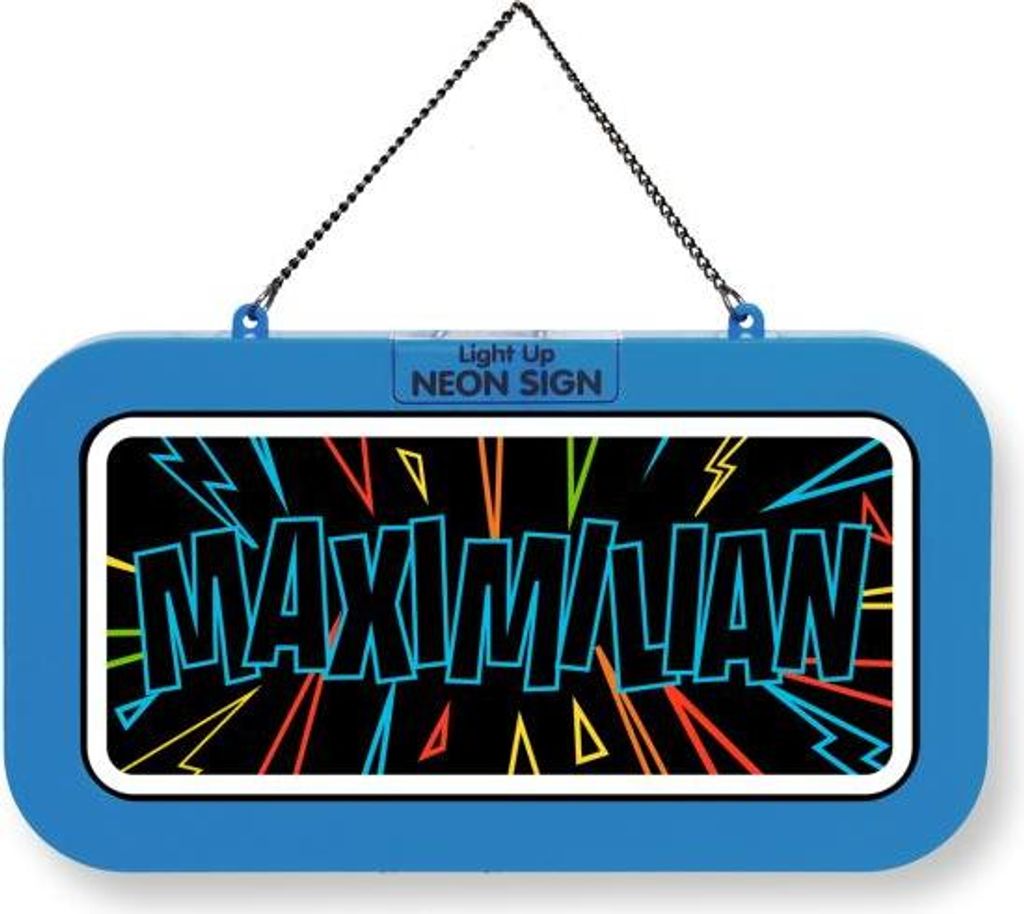 LED Leuchtschild Neonschild mit Namen , Leuchtende Wanddekoration mit Batterie, 18,7x10,3x1,6cm - Maximilian